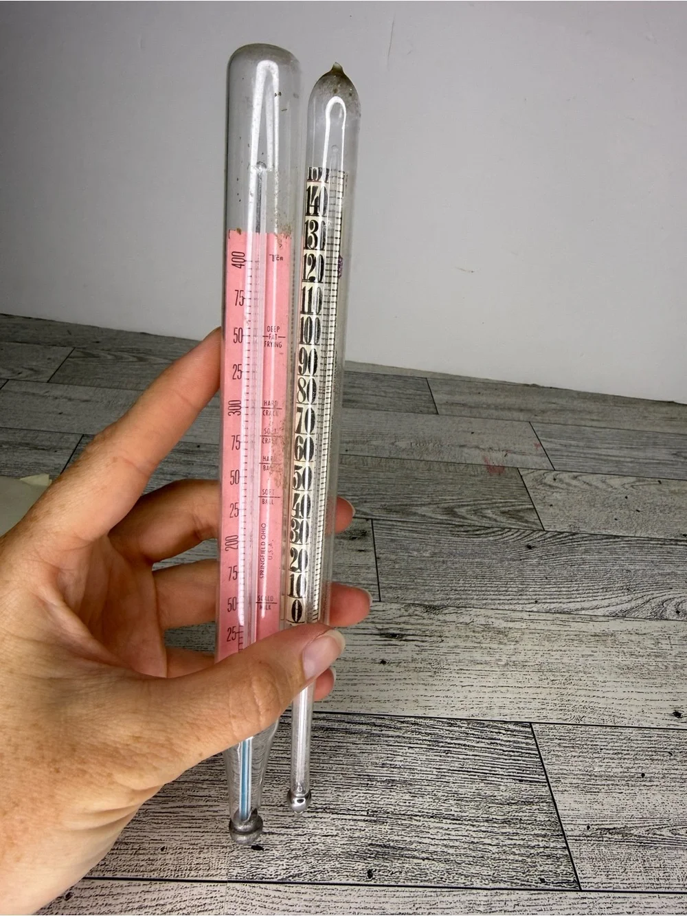 vintage glass candy thermometers